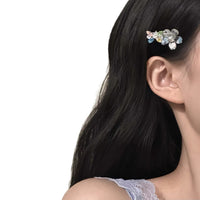 Mini Zircon Flower Hair Clip Elegant Side Clip Duckbill Clip