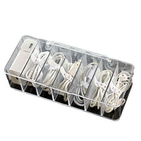 Desktop Cable Organizer Box with Compartments for Phone Chargers and Data Cables