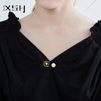 Camellia Anti-Exposure Pearl Brooch Pin for Shirt Collar