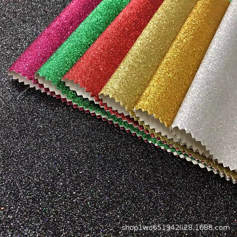 Glitter Non-Woven Fabric Faux Leather Sheet, Waterproof Self-Adhesive Double-Sided Textile for Crafts & Decor