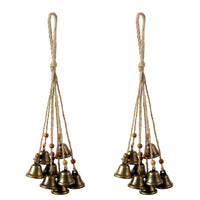 Woven Rattan Hoop Wind Chime with Bells and Beads for Garden and Home Decor