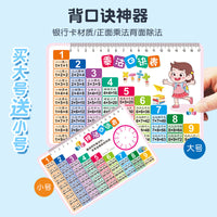 Multiplication Table Flash Cards for Kids, Credit Card Size, English Alphabet, Portable Math Learning Aid