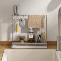 304 Stainless Steel Kitchen Sponge and Dishcloth Drainer Rack for Countertop Sink