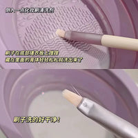 Makeup Brush and Sponge Cleaner Kit with Foldable Silicone Bowl and Drying Net