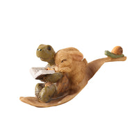 Cute Turtle and Rabbit Reading Figurine Planter for Succulents, Office Desk Decor