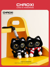 Cute Black Cat Plush Keychain Pendant for Bags and Backpacks