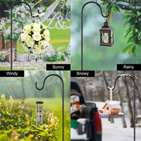 Shepherd Hook for Outdoor Garden Lanterns and Planters, Detachable Ground Stake