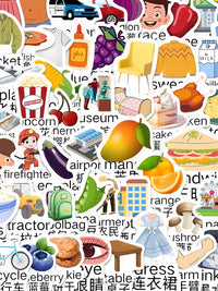 130-260 Pcs English Vocabulary Stickers for Kids' Notebooks & Handbooks, Early Learning