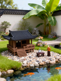 Miniature Teahouse Ancient Architecture Ornament for Aquariums and Landscaping