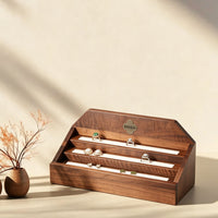 Walnut Wood 3-Tier Jewelry Display Stand for Rings, Earrings, and Bracelets