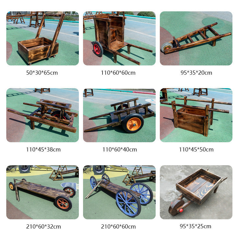 Outdoor Wooden Play Cart and Climbing Ladder Set