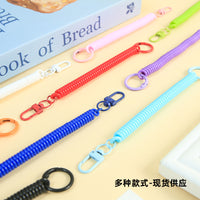 Coiled Spring Lanyard Keychain with Anti-Loss Elastic Rope for Keys and Door Clasps