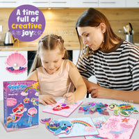 DIY Mermaid Wind Chime Poke Art Kit for Girls, Educational Craft Toy Gift
