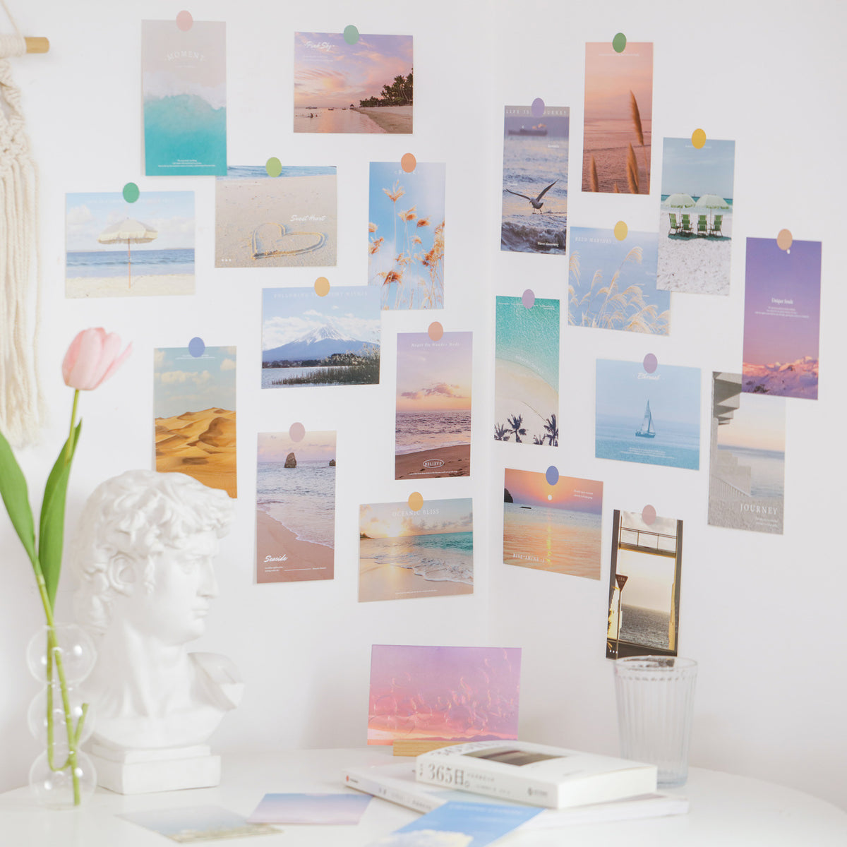 Decorative Wall Art Postcards for Bedroom Living Room, Aesthetic Photo Background Cards