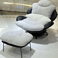 Egg Shell Swivel Lounge Chair with Ottoman, Retro Recliner Sofa for Living Room Balcony Bedroom