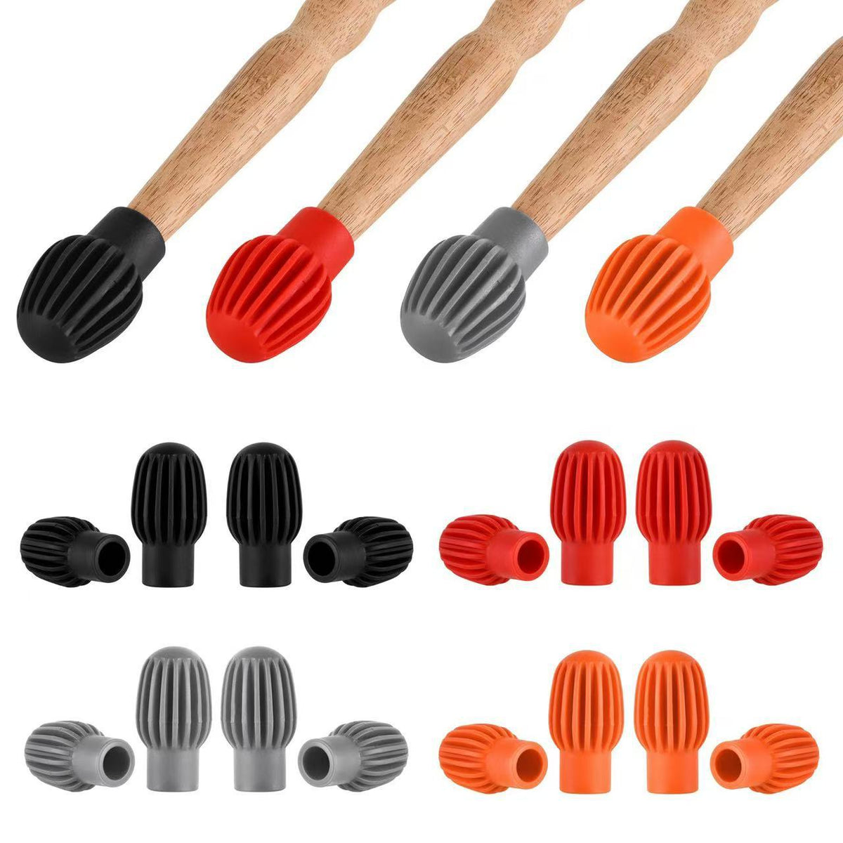 Drumstick Silicone Practice Tips for Noise Reduction, 2-Pack