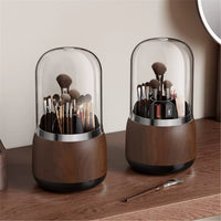 Rotating Makeup Brush Holder with Lid - Dustproof, Large Capacity, Portable Desktop Organizer for Brushes and Pencils