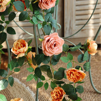 Artificial Rose Vine Garland for Indoor and Outdoor Decoration, Pipe Concealment, Wall Decor