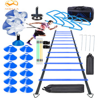 Agility Ladder Training Set with Resistance Parachute, Disc Cones, Hurdles, and Jump Rope for Soccer Training