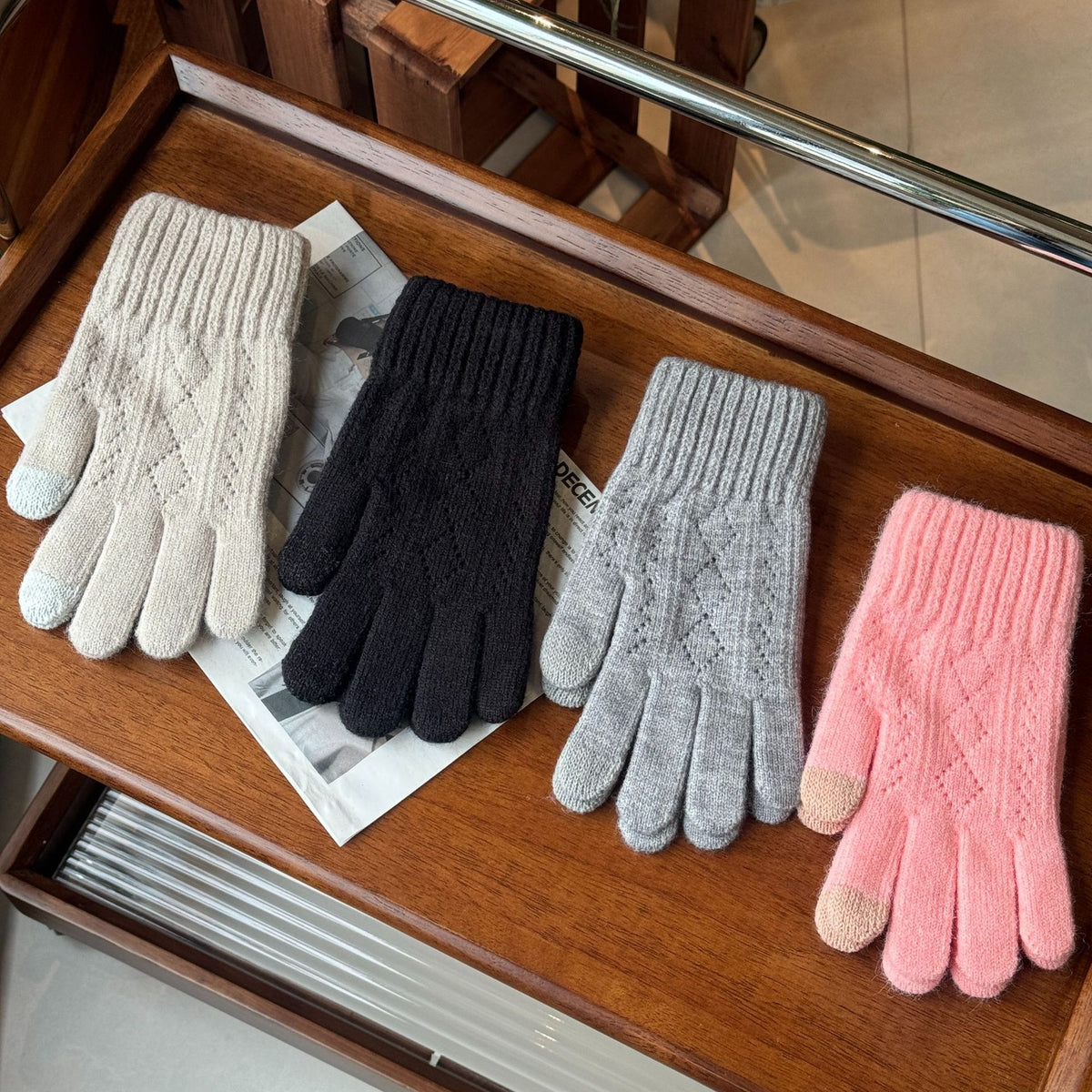 Men's Winter Warm Alpaca Lined Touchscreen Gloves for Outdoor Cycling