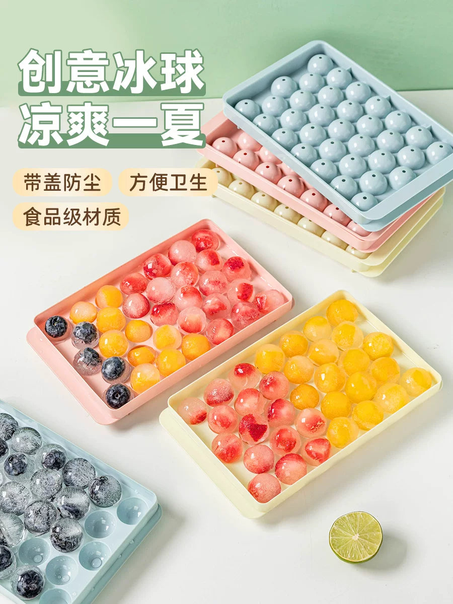 Ice Cube Tray Set with Lids, Food-Grade Silicone Round Sphere Ice Ball Maker Molds for Home Bar