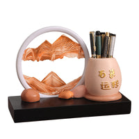 Quicksand Art Pen Holder with Rotating Base, Large Capacity Desk Organizer for Students, Decorative Ornament Gift