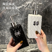 Ceramic Lotion Dispenser Bottle for Bathroom Countertop, Refillable Shampoo Shower Gel Pump Bottle for Hotel Guest House