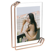 A4 Gold Metal Photo Frame Double-Sided Display Horizontal Vertical Nordic Geometric Glass Picture Frame