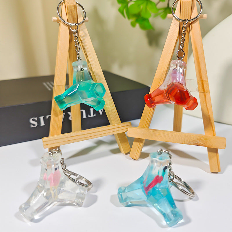 Simulation Tetrapod Keychain Resin Creative Engineering Stone Block Taiwan Souvenir Bag Charm