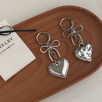 INS Alloy Heart Pendant Keychain with Bowknot for Bags and Phones