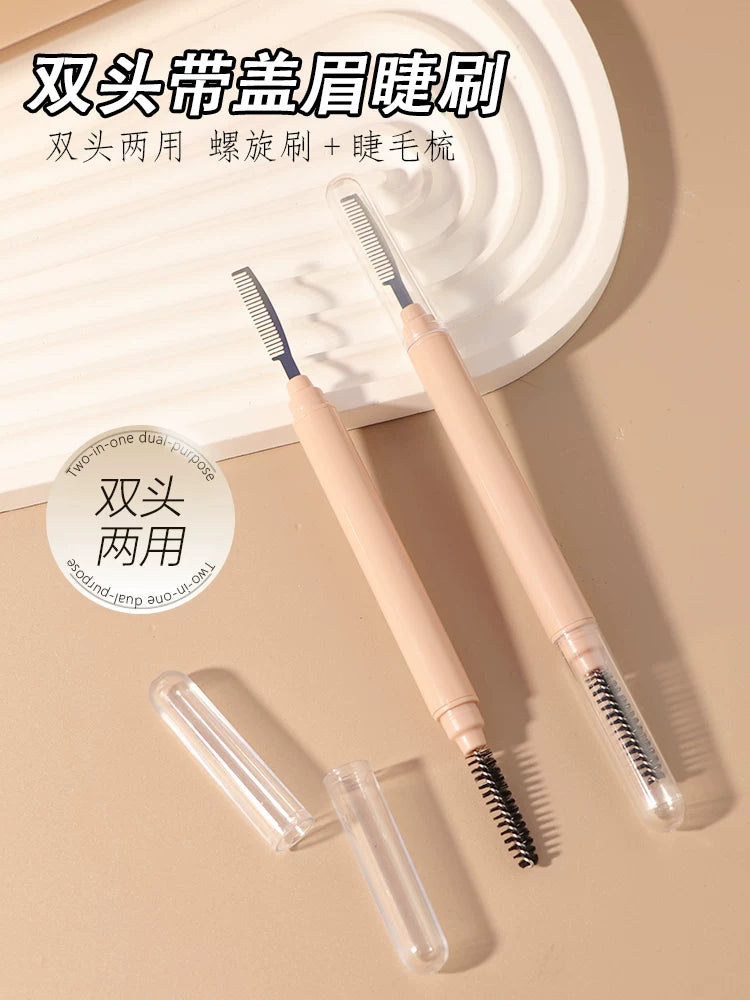 Dual-Ended Eyelash and Eyebrow Brush with Steel Comb and Spoolie