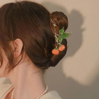 Hand-Painted Floral Hair Claw Clip for Women, Sweet Girls' Temperament Shark Clip for Back of Head