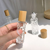 10ml Bamboo Cap Glass Roll-On Bottle with Steel Ball and Electroplated Aluminum Lid for Essential Oils