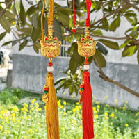 Lucky Cat Car Rearview Mirror Charm with Tassel
