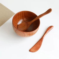 Wooden SPA Facial Mask Mixing Bowl Set with Stirring Stick and Scraper for DIY Beauty Treatments