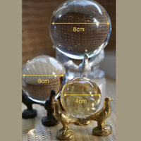 Pure Copper Bird Figurine Crystal Ball Stand Home Decor