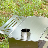 Orange & Pomelo Outdoor Camping Integrated Stainless Steel Desktop Wood Stove Tent Heater BBQ Grill