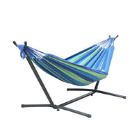 Portable Hammock with Stand for Indoor Outdoor Camping, Reinforced Canvas Swing Bed
