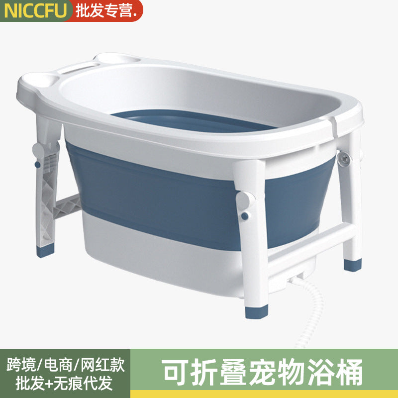 Foldable Pet Bath Tub for Dogs and Cats, Portable Summer Pet Washing Basin