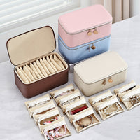 Korean Style Zippered Jewelry Box with 12 Compartment Pouches for Earrings, Rings, and Necklaces