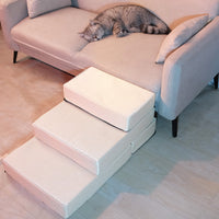 Foldable 3-Step Pet Stairs with Removable Cover for Small Dogs