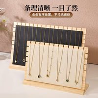 Large L-Shaped Necklace Display Stand with Stable Wooden Base for Jewelry & Bracelets