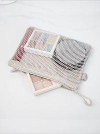 Mesh Cosmetic Bag Set for Travel and Makeup Brush Storage