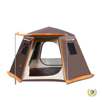 Automatic Hexagonal Camping Tent for 3-8 People, Double Layer, Aluminum Pole, Sun Protection, Rainproof