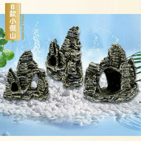 Aquarium Mountain Ornament Resin Fish Tank Decoration Rockery Landscape for Turtle Habitat