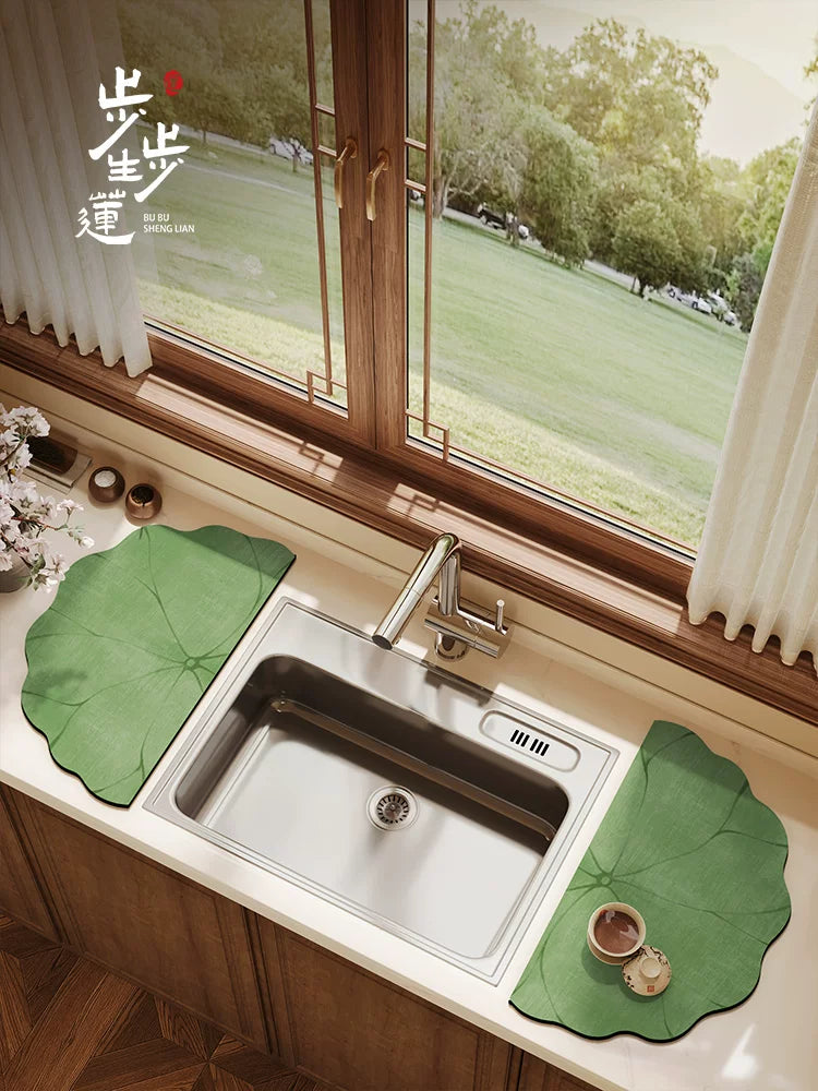 New Chinese Style Diatomaceous Earth Half-Round Absorbent Mat for Kitchen Countertop and Bathroom Sink