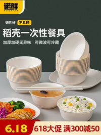 Biodegradable Rice Husk Disposable Dinnerware Set for Home & Camping