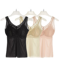 Women's Silk Latex Breathable Camisole with Lace Trim and Built-in Bra