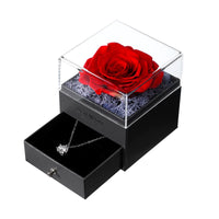 Preserved Flower Jewelry Box for Necklace, Moissanite Gift Box, Valentine's Day Birthday Gift
