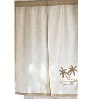 HEGALY Japanese Noren Doorway Curtain with Coconut Tree Print, Linen Blend, No-Drill Installation, Light Filtering